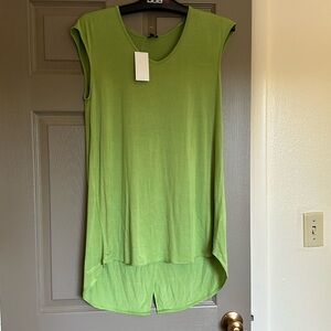 NWT lime green tank with split back Large